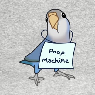 Grey Blue Lovebird - Poop Machine T-Shirt